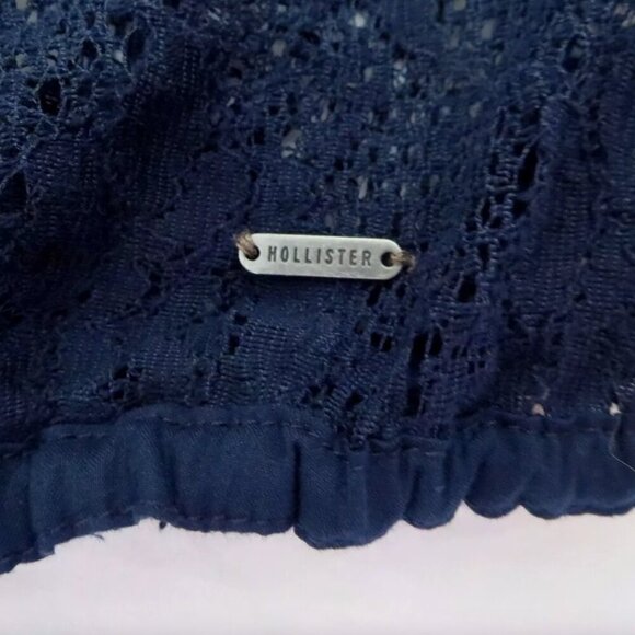 NWT Hollister Womens Lace Top Size Medium Shirt Blouse 3/4 Sleeve Navy Blue - Picture 5 of 6